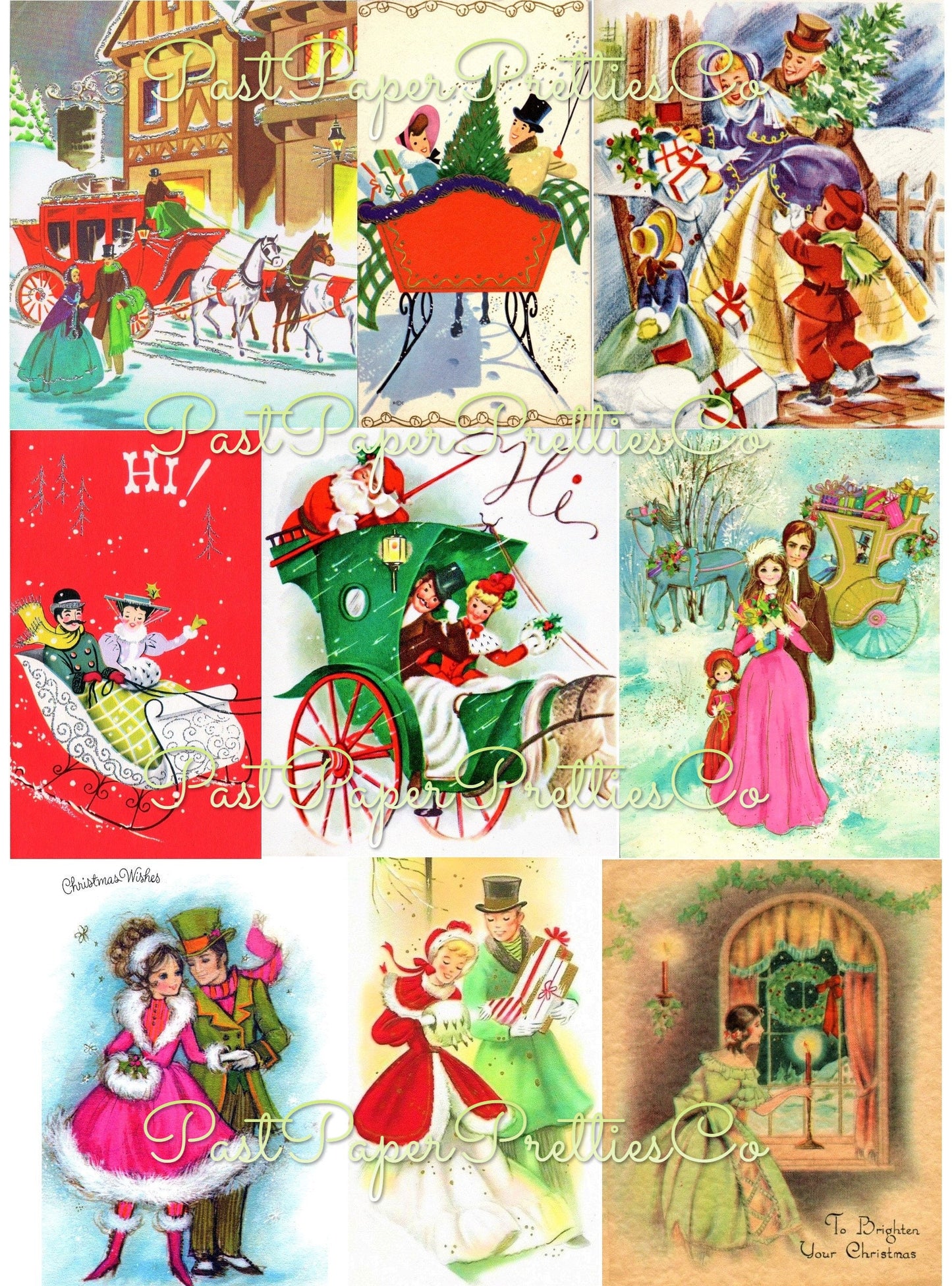 Vintage Printable Victorian Dickenson Christmas Card Collage Sheets Old Timey Images PDF Instant Digital Download Cheerful Holiday Clipart