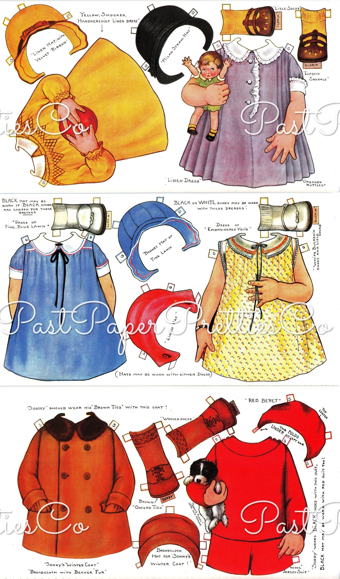 Vintage Printable Paper Dolls Gloria and Sonny c. 1942 Adorable Little Girl & Boy PDF Instant Digital Download Kitsch Cute Children Clipart