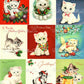 Vintage Printable Adorable Christmas Kittens Collage Sheets Retro Greeting Cards 54 Images PDF Instant Digital Download ALL Cats Clipart