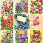 Vintage Printable Pretty Bright Flower Garden Bouquets Greeting Card Collages 36 Images c. 1950s PDF Instant Digital Download Floral Clipart