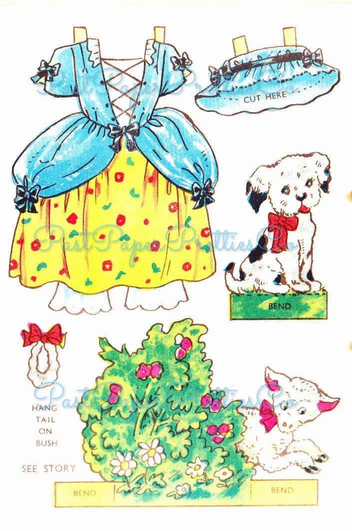 Vintage Paper Doll Little Bo Peep c. 1950s PDF Printable Instant Digital Download Sandles Inc Cute Fairytale Nursery Rhyme Clipart