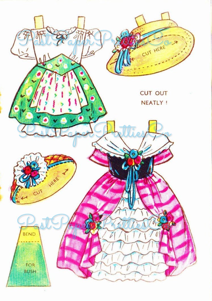 Vintage Paper Doll Little Bo Peep c. 1950s PDF Printable Instant Digital Download Sandles Inc Cute Fairytale Nursery Rhyme Clipart