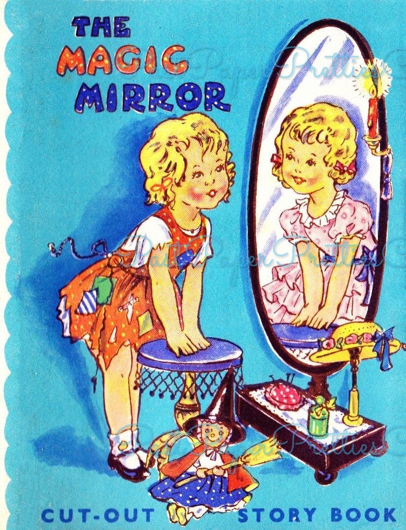 Vintage Paper Dolls The Magic Mirror c. 1950s PDF Printable Instant Digital Download Sandles Inc Cute Girl Storybook Fairytale Clip Art