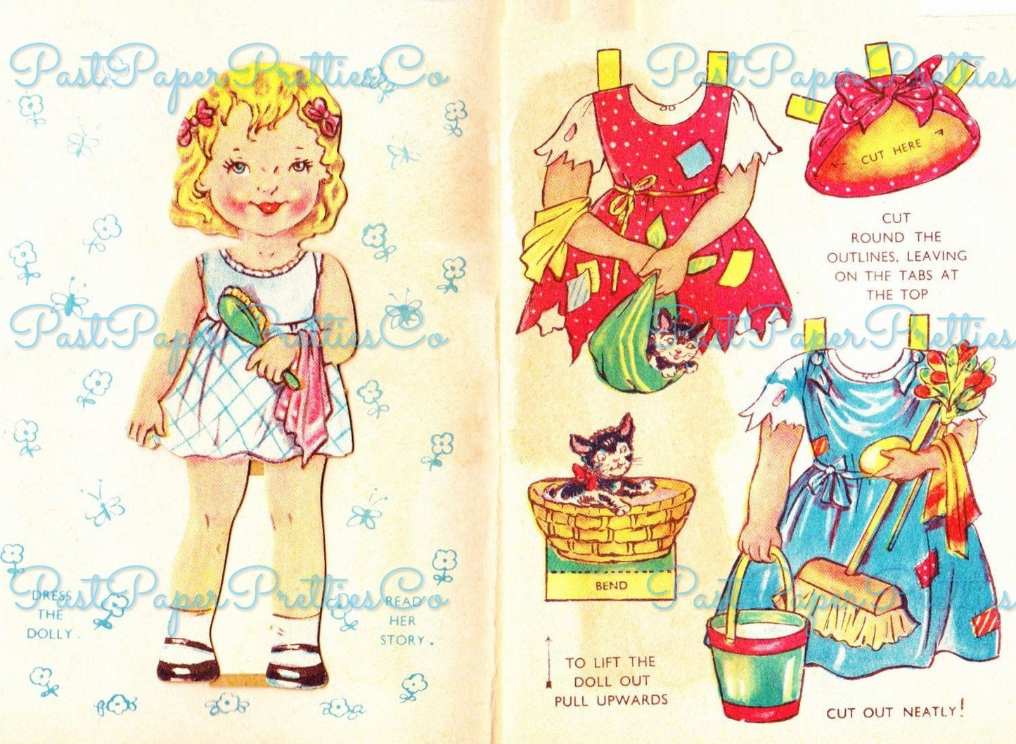 Vintage Paper Dolls The Magic Mirror c. 1950s PDF Printable Instant Digital Download Sandles Inc Cute Girl Storybook Fairytale Clip Art