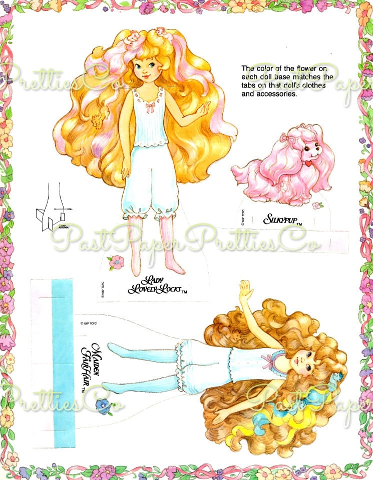 Vintage Paper Dolls Lovely Lady Locks and The Pixietails c. 1987 Printable PDF Instant Digital Download Retro 80s Toy Doll Clip Art