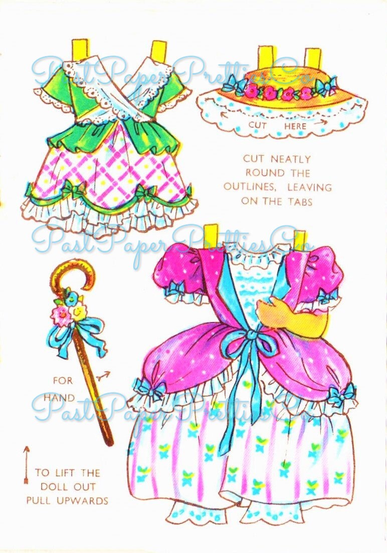 Vintage Paper Doll Little Bo Peep c. 1950s PDF Printable Instant Digital Download Sandles Inc Cute Fairytale Nursery Rhyme Clipart