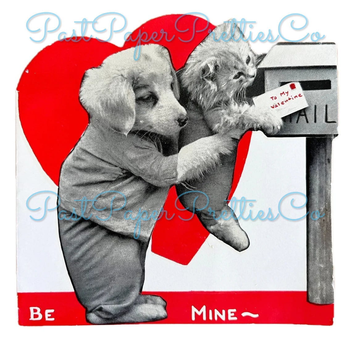 Vintage Retro Puppy Kitten Real Photo Valentine Cards Collage Sheets Printable PDF Instant Digital Download Cute Cat Dog Clipart