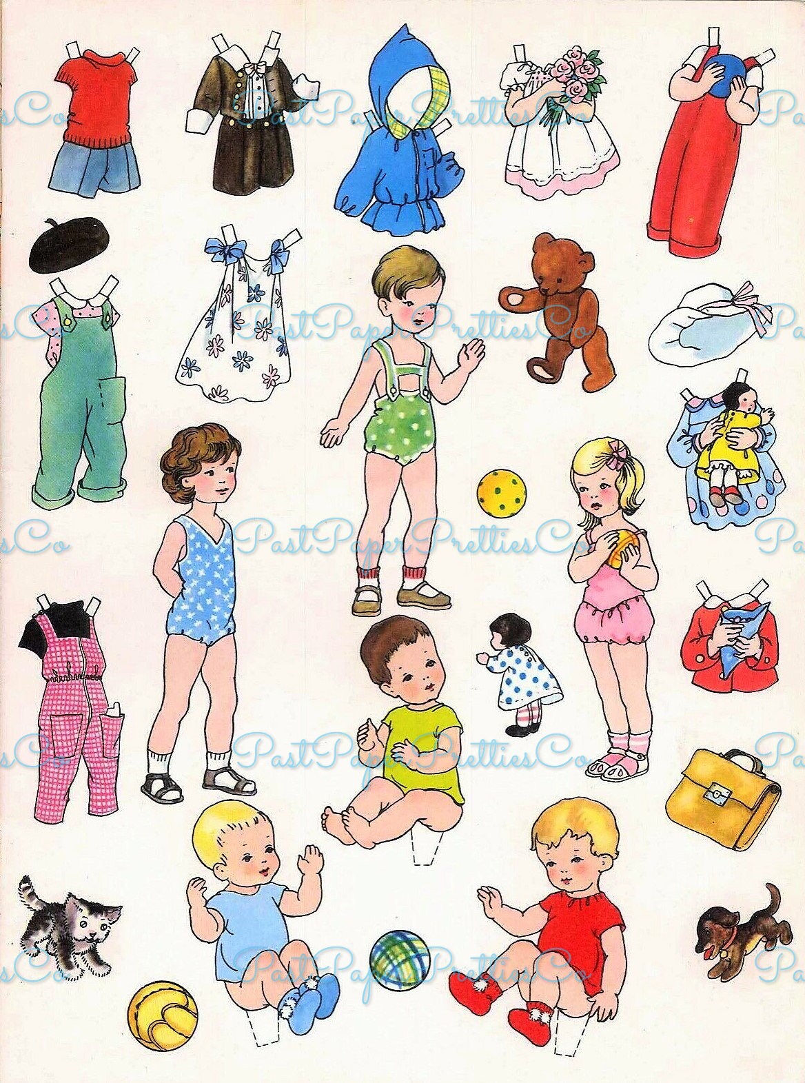 Vintage Paper Dolls My Doll's House c. 1960s Printable PDF Instant Digital Download Adorable Girls and Their Dollies Clip Art