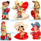 Vintage Cowgirl Valentines Day Card Images Collage Sheets Printable PDF Instant Digital ALL Cute Western Girls Themed Clipart