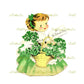 Vintage St. Patricks Day Card Image Pretty Little Irish Girl Lass with Shamrock Basket Printable Instant Digital Download PNG JPEG