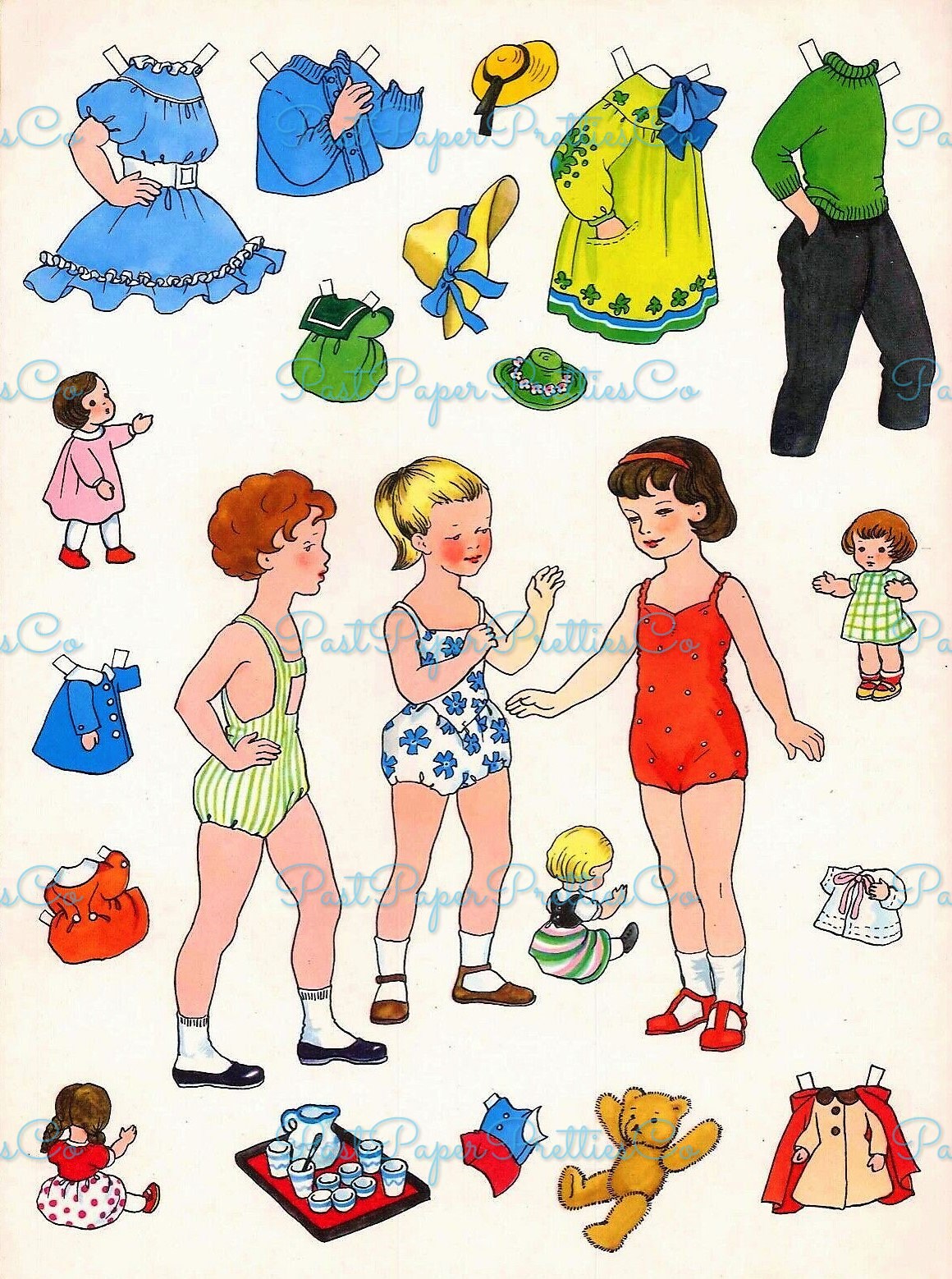 Vintage Paper Dolls My Doll's House c. 1960s Printable PDF Instant Digital Download Adorable Girls and Their Dollies Clip Art