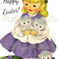 Vintage Printable Little Easter Girls with Flower Crowns & Kittens Card Image c. 1950s Instant Digital Download Collage Style and Singles