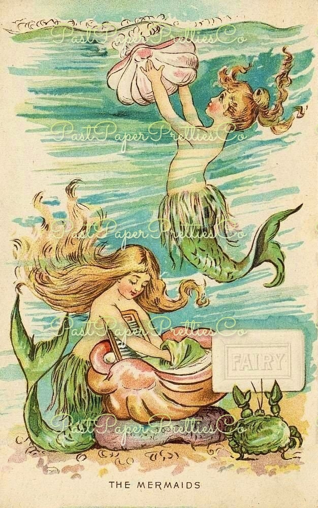 Vintage Antique The Mermaids Fairy Soap Ad Printable PDF Instant Digital Download Ethereal Water Ladies Sea Nymph Illustration Art c. 1898