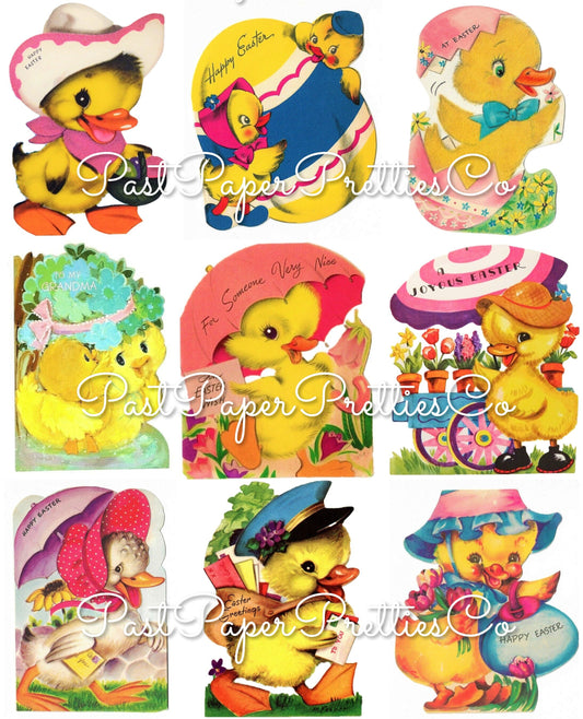 72 Vintage Easter Duck Card Images Dozens of Duckies Collage Sheets PDF Instant Digital Download ALL Ducky Ducklings Clipart