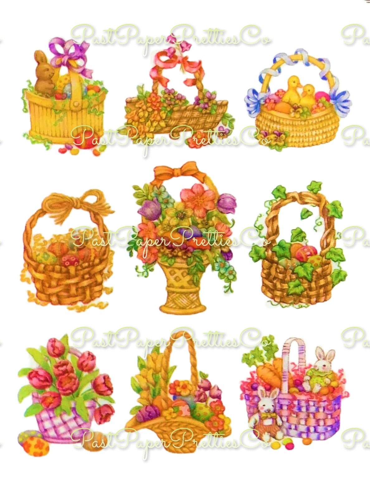 Vintage Printable Easter Sticker Sheets PDF Instant Digital Download All 8 Designs Bunny Ducks Animal Flowers Gift Seals Collage Clipart