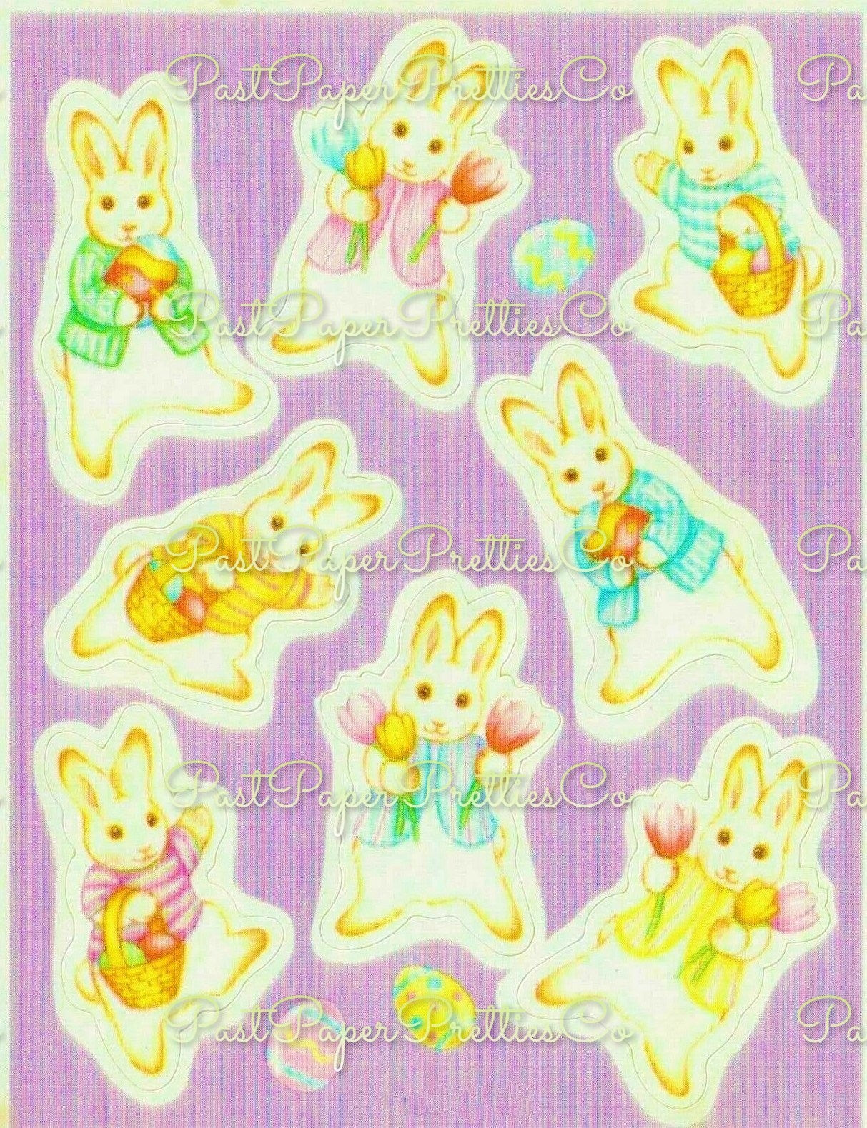 Vintage Printable Easter Sticker Sheets PDF Instant Digital Download All 8 Designs Bunny Ducks Animal Flowers Gift Seals Collage Clipart