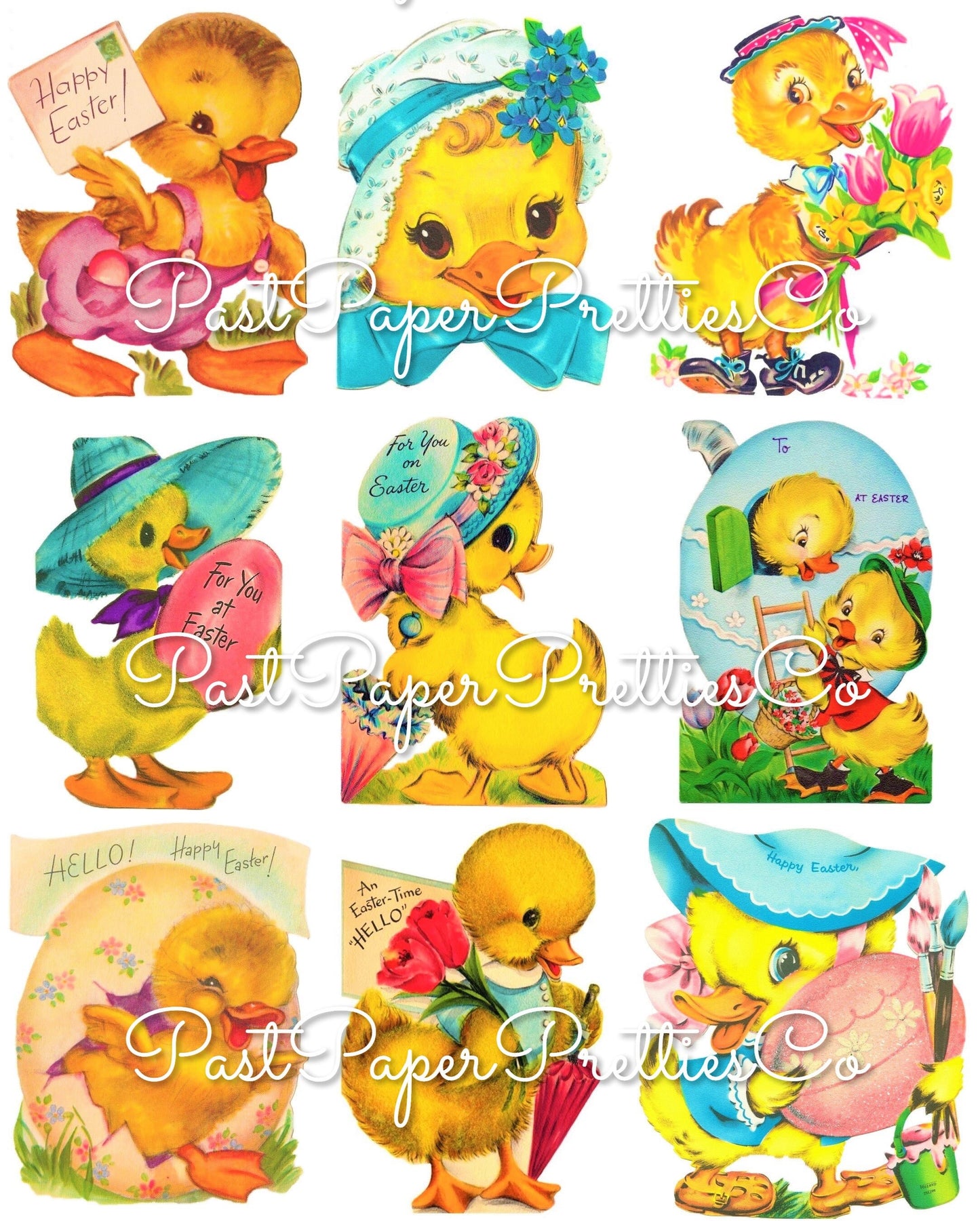 72 Vintage Easter Duck Card Images Dozens of Duckies Collage Sheets PDF Instant Digital Download ALL Ducky Ducklings Clipart