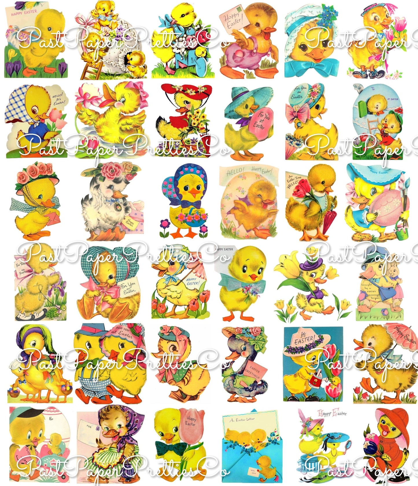 72 Vintage Easter Duck Card Images Dozens of Duckies Collage Sheets PDF Instant Digital Download ALL Ducky Ducklings Clipart