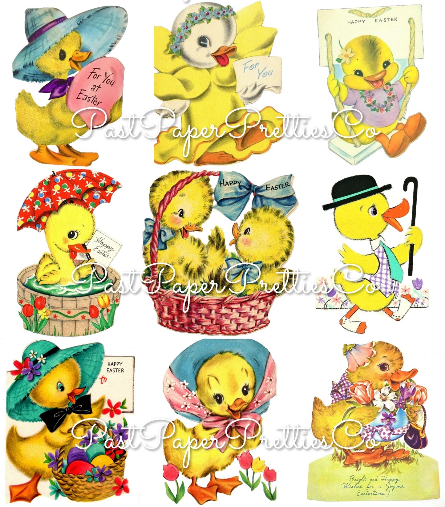 72 Vintage Easter Duck Card Images Dozens of Duckies Collage Sheets PDF Instant Digital Download ALL Ducky Ducklings Clipart