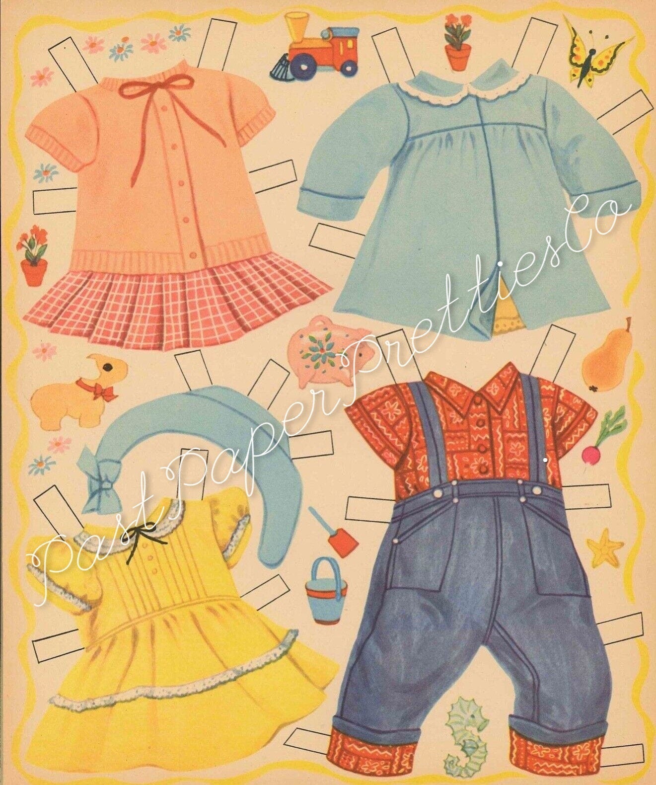 Vintage Paper Dolls Three Sweet Baby Dolls Babies to Cut Out and Dress c. 1954 Printable PDF Instant Digital Download Cute Toddlers Clipart