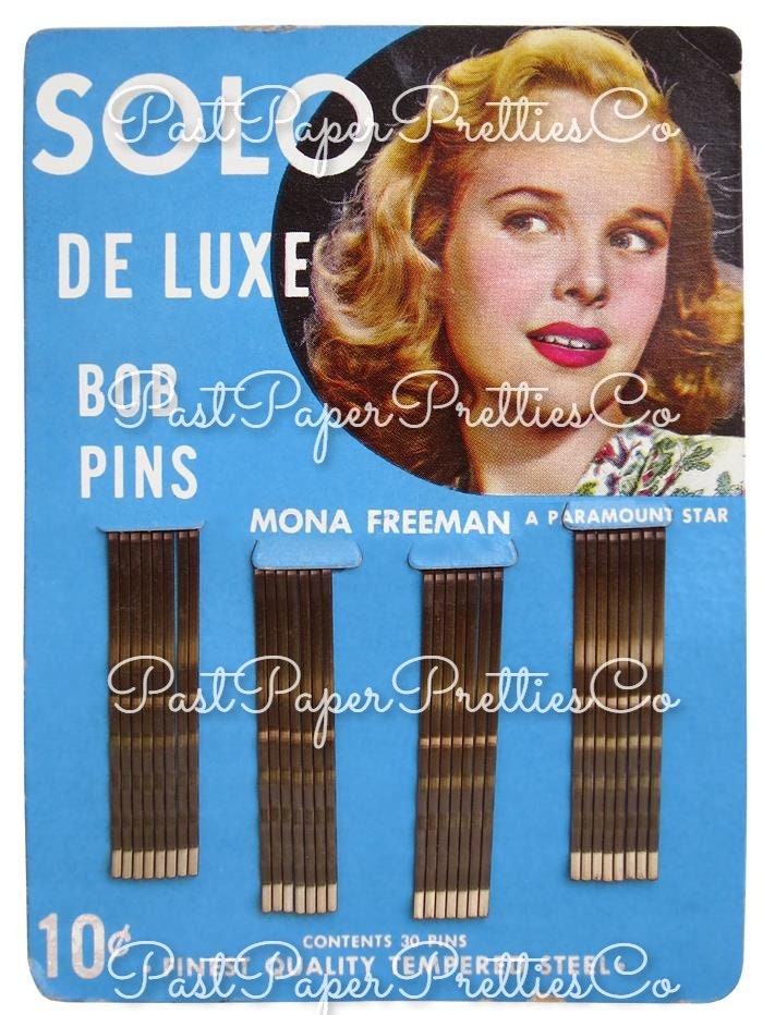 Vintage '40s Housewife Bobby Pins Ladies Hair Pins Printable ATC Collages 18 Images PDF Instant Digital Download Retro Homemaker Beauty Chic