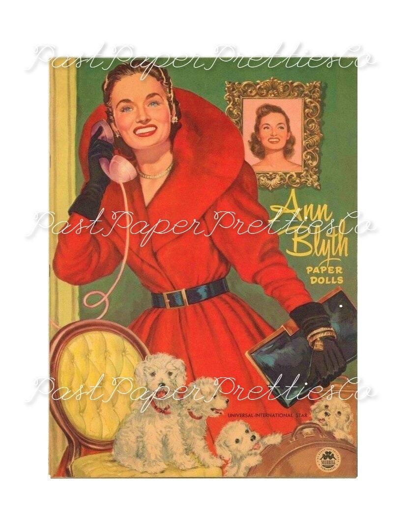 Vintage Movie Star Paper Dolls Ann Blyth c. 1952 Printable PDF Instant Digital Download Hollywood Glam Starlet Clothing Clipart