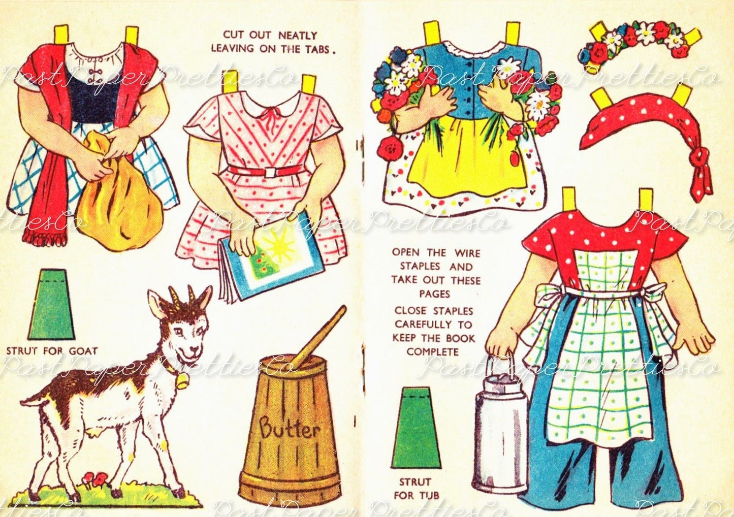 Vintage Paper Dolls Heidi c. 1950s PDF Printable Instant Digital Download Sandles Inc Cute Austrian Girl Storybook Fairytale Clipart