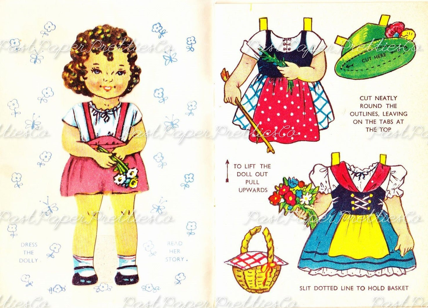 Vintage Paper Dolls Heidi c. 1950s PDF Printable Instant Digital Download Sandles Inc Cute Austrian Girl Storybook Fairytale Clipart