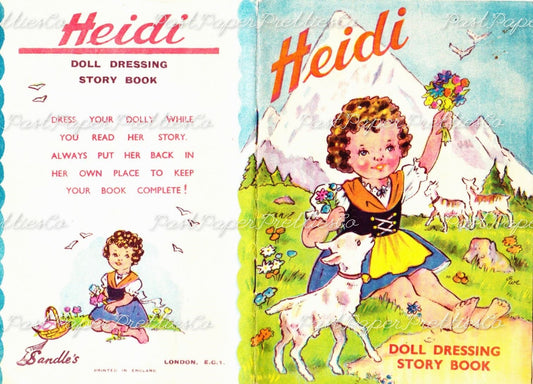 Vintage Paper Dolls Heidi c. 1950s PDF Printable Instant Digital Download Sandles Inc Cute Austrian Girl Storybook Fairytale Clipart