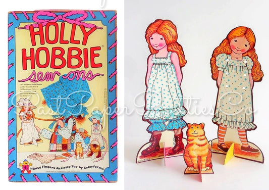 Vintage Paper Dolls Holly Hobbie Sew Ons c. 1975 Printable PDF Instant Digital Download Cute Sunbonnet Prairie Girl Childhood Doll Clip Art