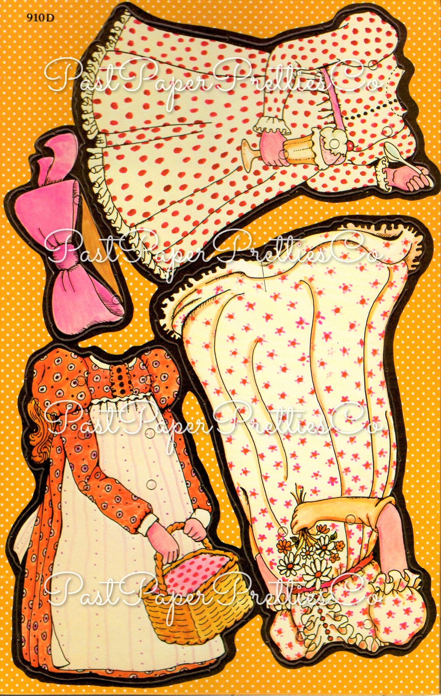 Vintage Paper Dolls Holly Hobbie Sew Ons c. 1975 Printable PDF Instant Digital Download Cute Sunbonnet Prairie Girl Childhood Doll Clip Art