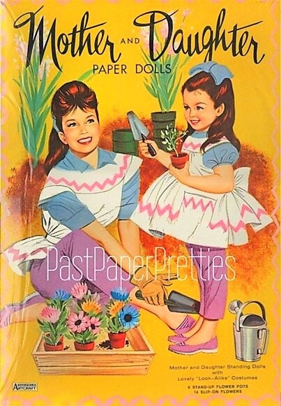 Vintage Paper Dolls Mother and Daughter Doll Book c. 1970s Printable PDF Instant Digital Download 2 Cute Mommy and Me Clip Art