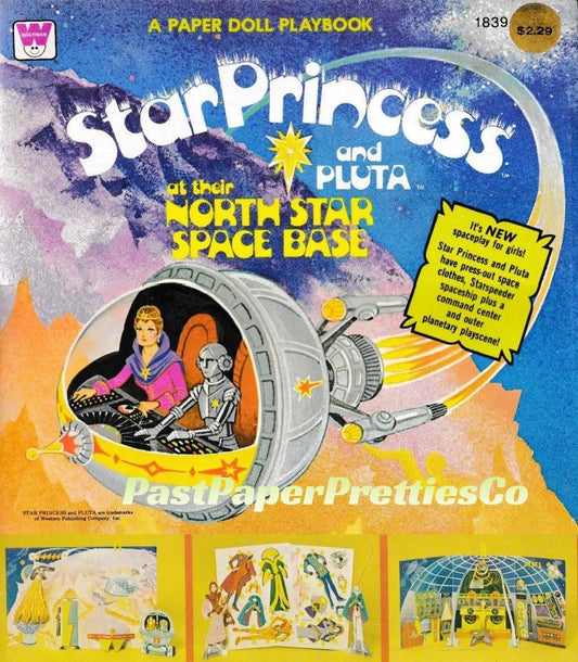 Vintage Paper Dolls Star Princess and Pluta At Their North Star Space Base Playset Printable PDF Instant Digital Download Outer Space Chicks