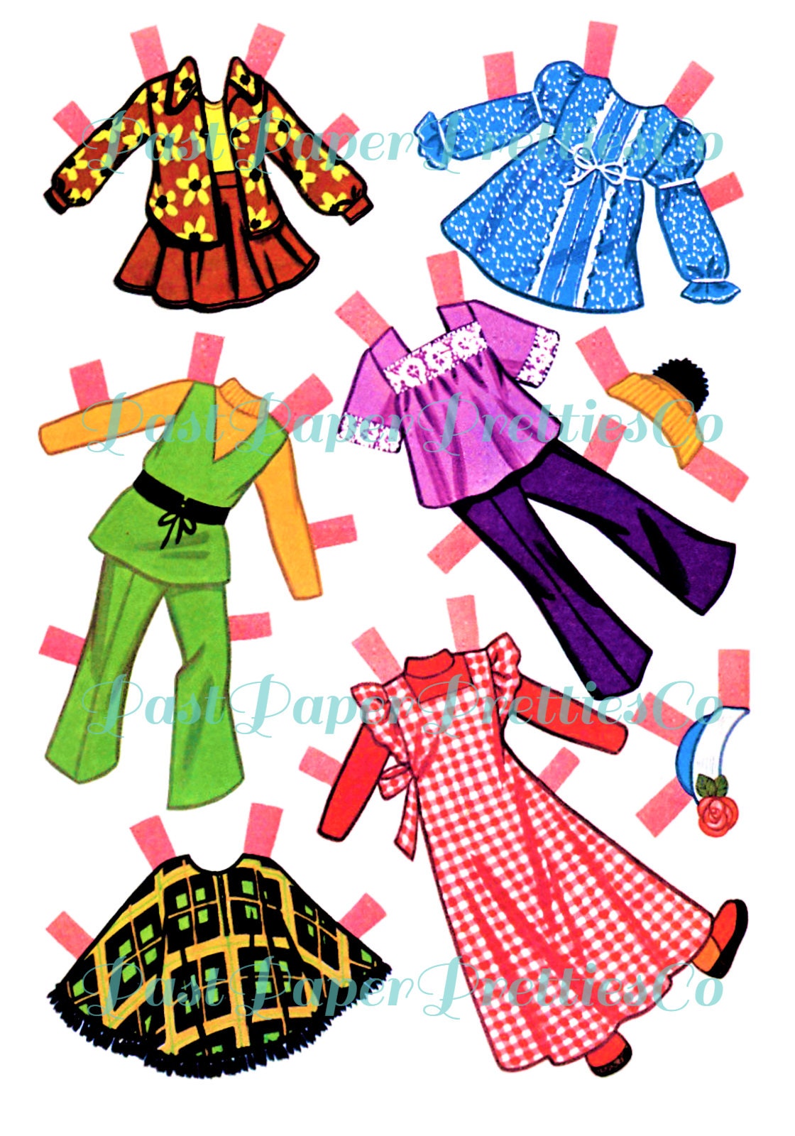 Vintage Paper Dolls The Happy Family Doll Book 1973 Printable PDF Instant Digital Download Retro Mom Dad Family Kids Groovy Outfits Clipart