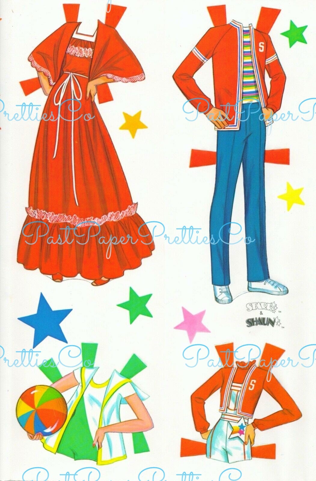 Vintage Paper Dolls Starr and Shaun Teen Girl Boy 1981 Printable PDF Instant Digital Download Childhood Toy Fashion Doll & Clothing Z1