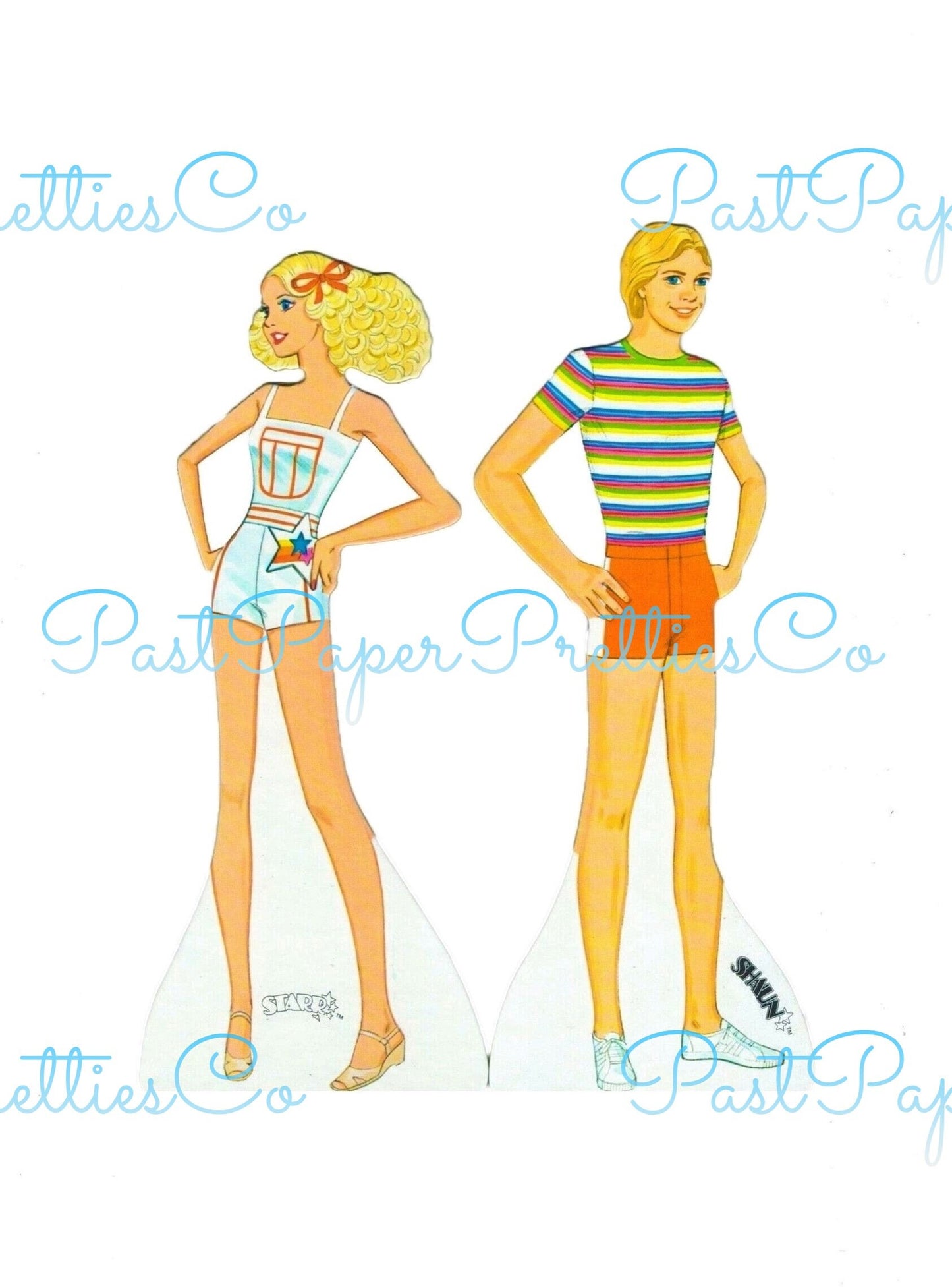 Vintage Paper Dolls Starr and Shaun Teen Girl Boy 1981 Printable PDF Instant Digital Download Childhood Toy Fashion Doll & Clothing Z1