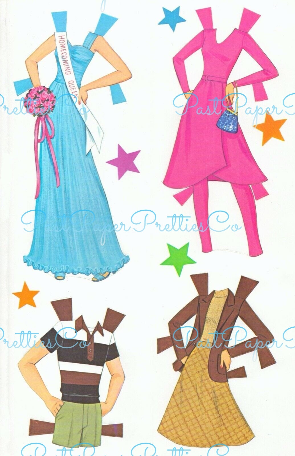 Vintage Paper Dolls Starr and Shaun Teen Girl Boy 1981 Printable PDF Instant Digital Download Childhood Toy Fashion Doll & Clothing Z1