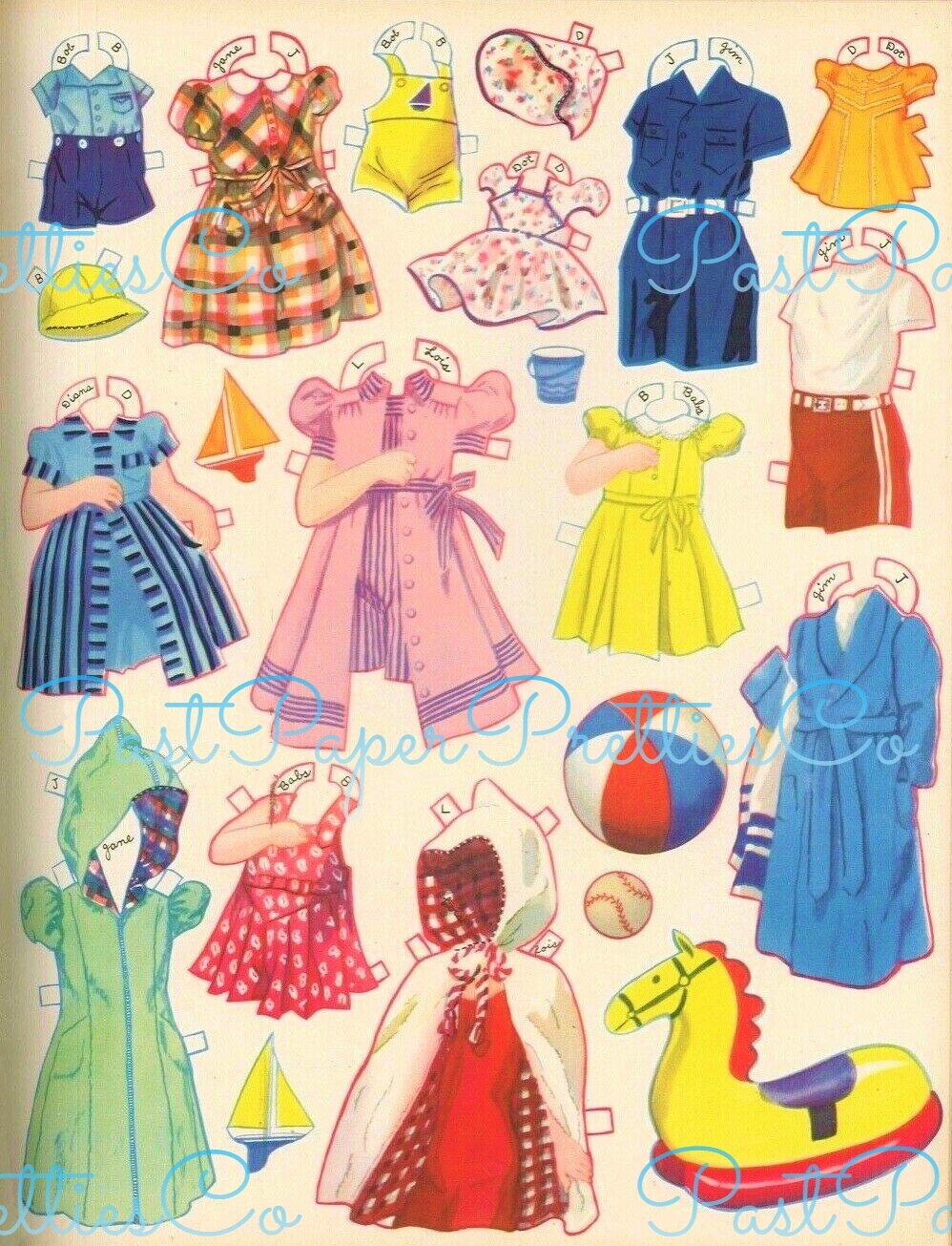 Vintage Happy Birthday Paper Dolls 17 Cute Kids c. 1940s Printable PDF Instant Digital Download Cute Girls Boys Party Clip Art