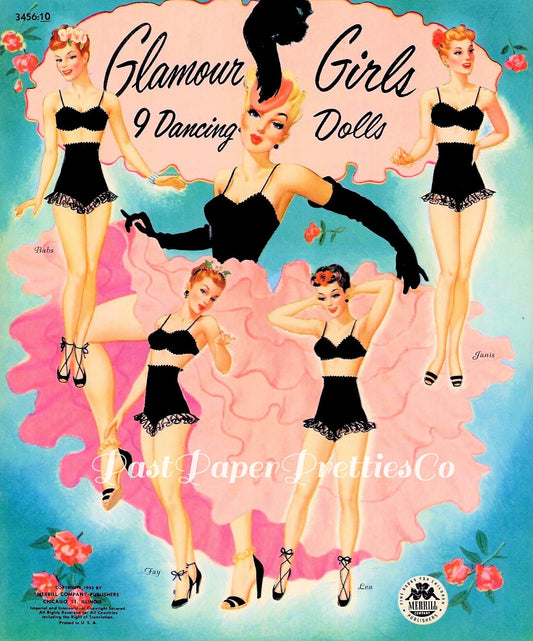 Vintage Paper Dolls Pert and Pretty Glamour Girls Dancing Dolls 1944 Printable PDF Instant Digital Download 9 Pretty Show Business Pin Ups