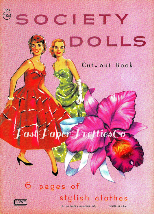 Vintage Paper Dolls Society Dolls c. 1963 PDF Printable Instant Digital Download 2 Pretty Ladies and Sixties Fashions Clip Art