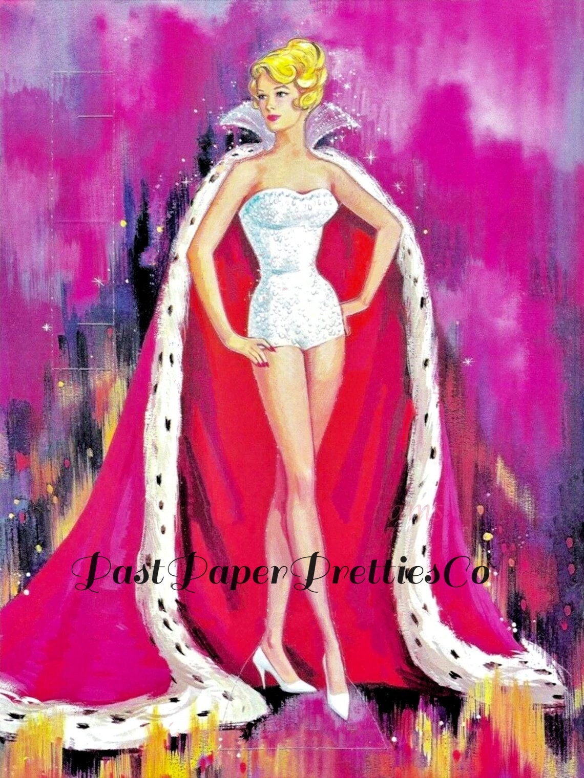 Vintage Paper Dolls Miss World c. 1965 PDF Printable Instant Digital Download Pretty Beauty Pageant Queen and Outfits Clip Art