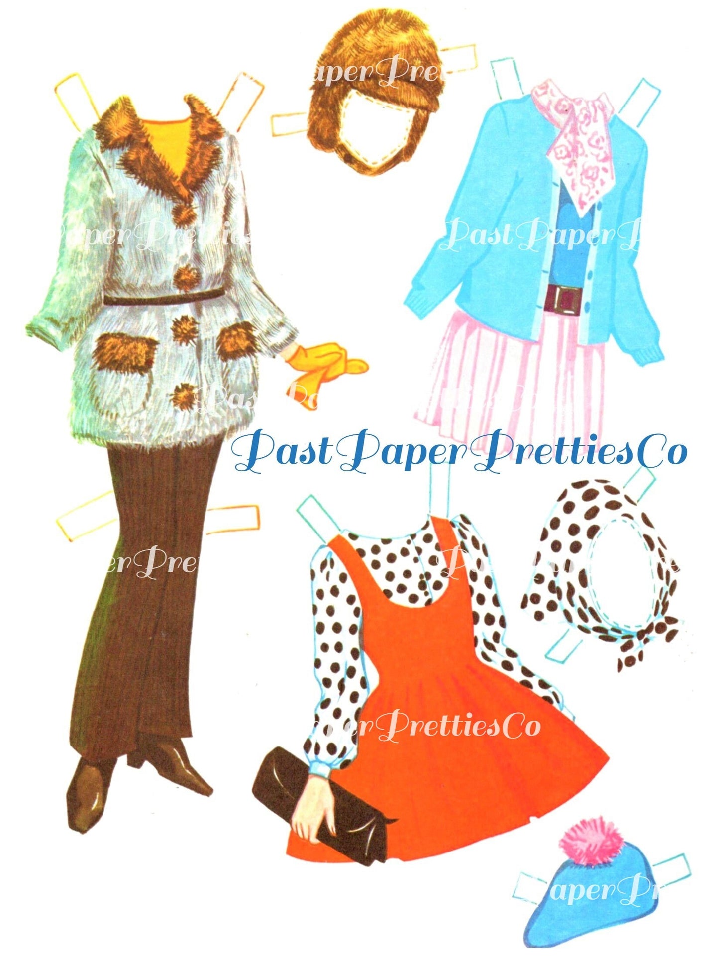 Vintage Paper Dolls Sally Doll Dressing Book c. 1960s Printable PDF Instant Digital Download Pretty Sixties Girls and Clothes Clip Art