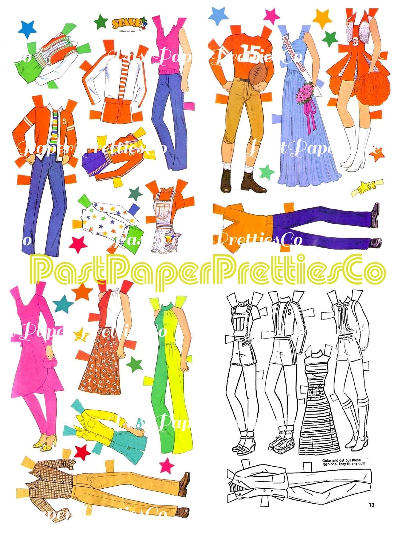 Vintage Paper Dolls Starr & Friends Retro Fashion Doll 1981 Printable PDF Instant Digital Download Cute Shaun Kelley Tracy Toy Clip Art