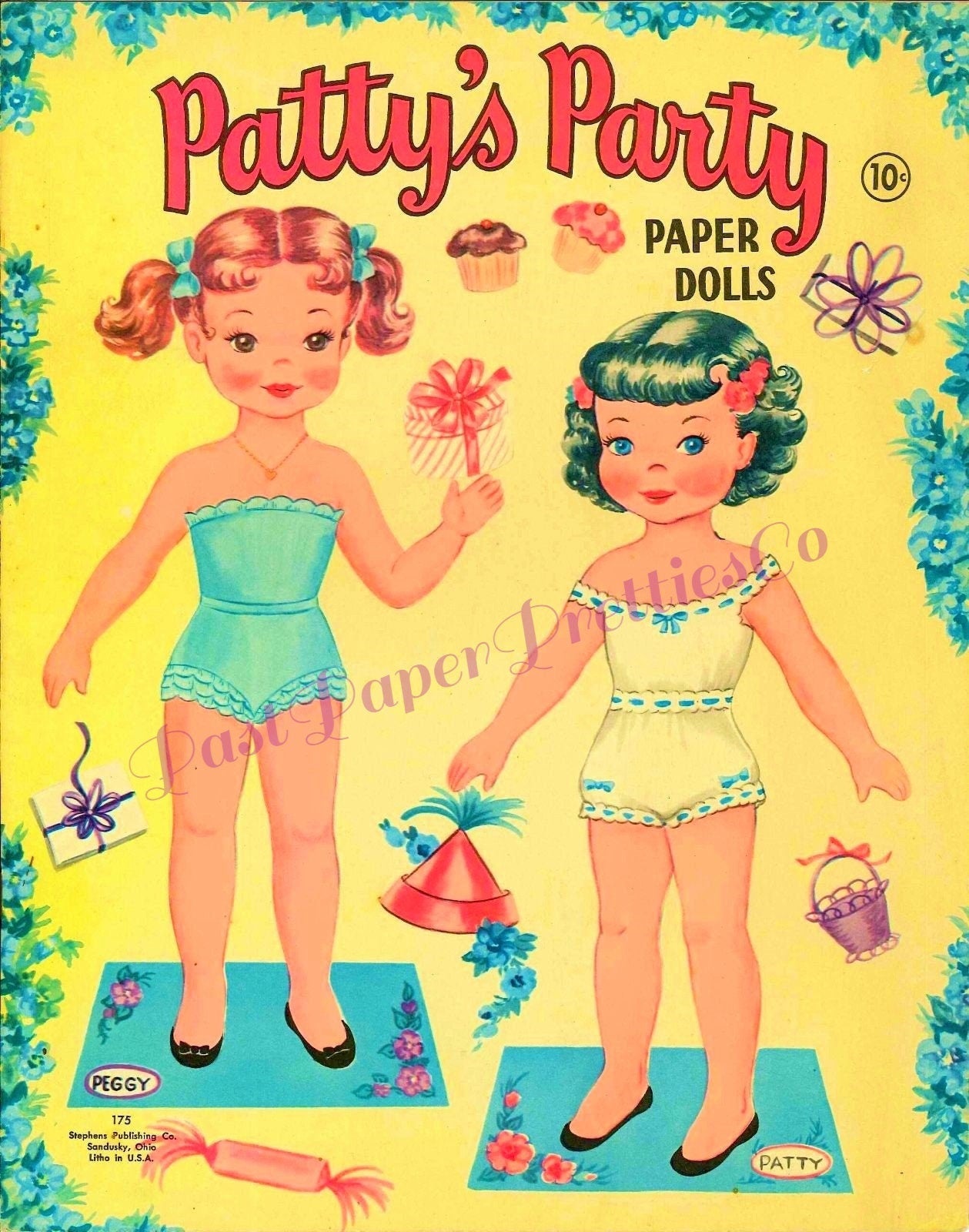 Vintage Paper Dolls Patty's Party c. 1960s Printable PDF Instant Digital Download 4 Pretty Kitsch Cute Little Girls Clip Art