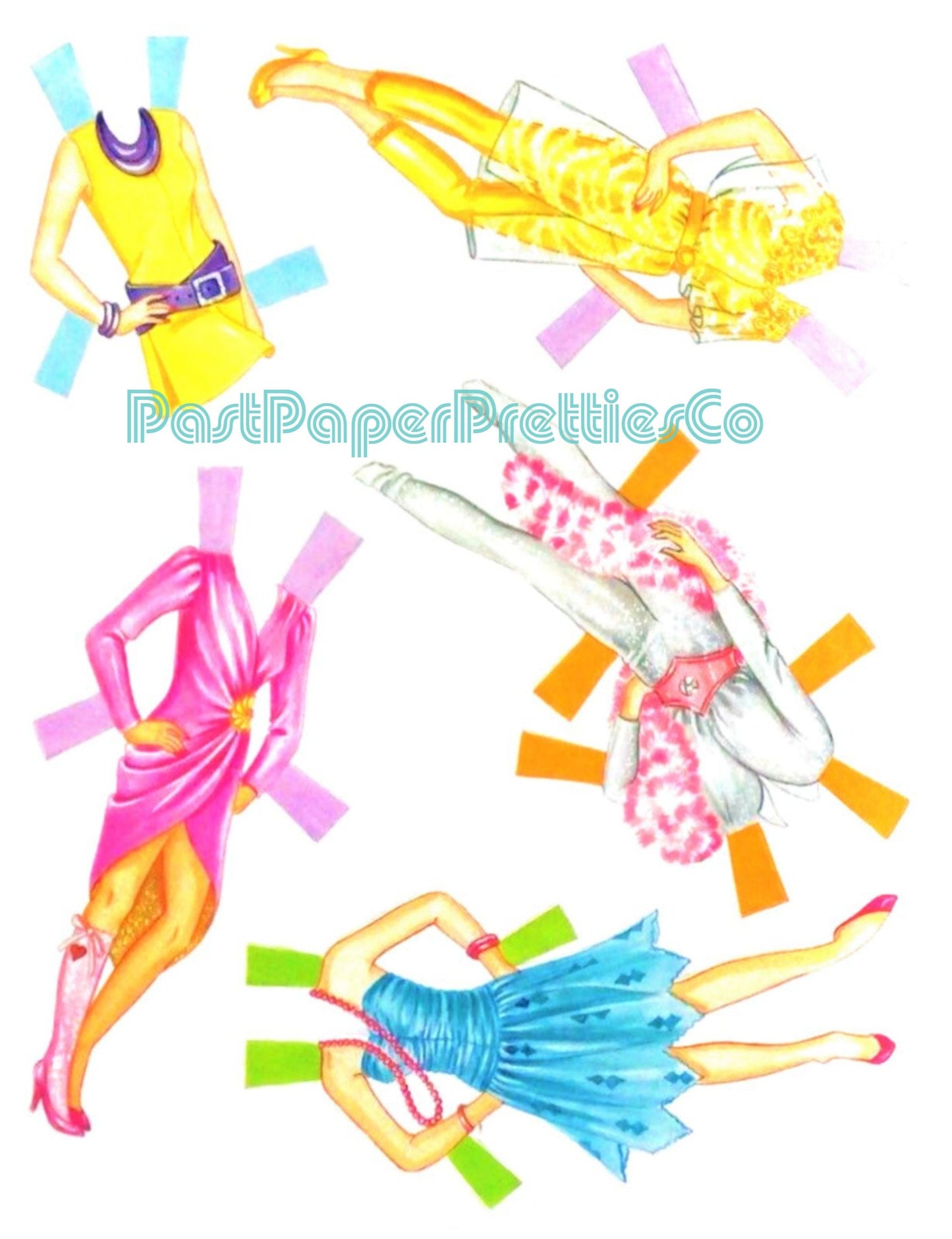 Vintage Paper Dolls Jem and The Holograms 1986 Printable PDF Instant Digital Download Retro Girl Rock Band Eigthies Fashions Clipart