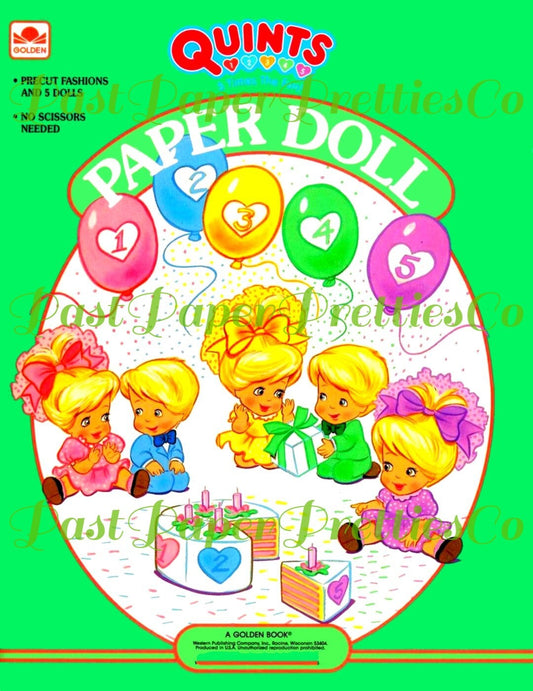 Vintage Paper Dolls Quints 5 Times The Fun Printable PDF Instant Digital Download Retro Baby Siblings Toddler Toy Doll Clip Art