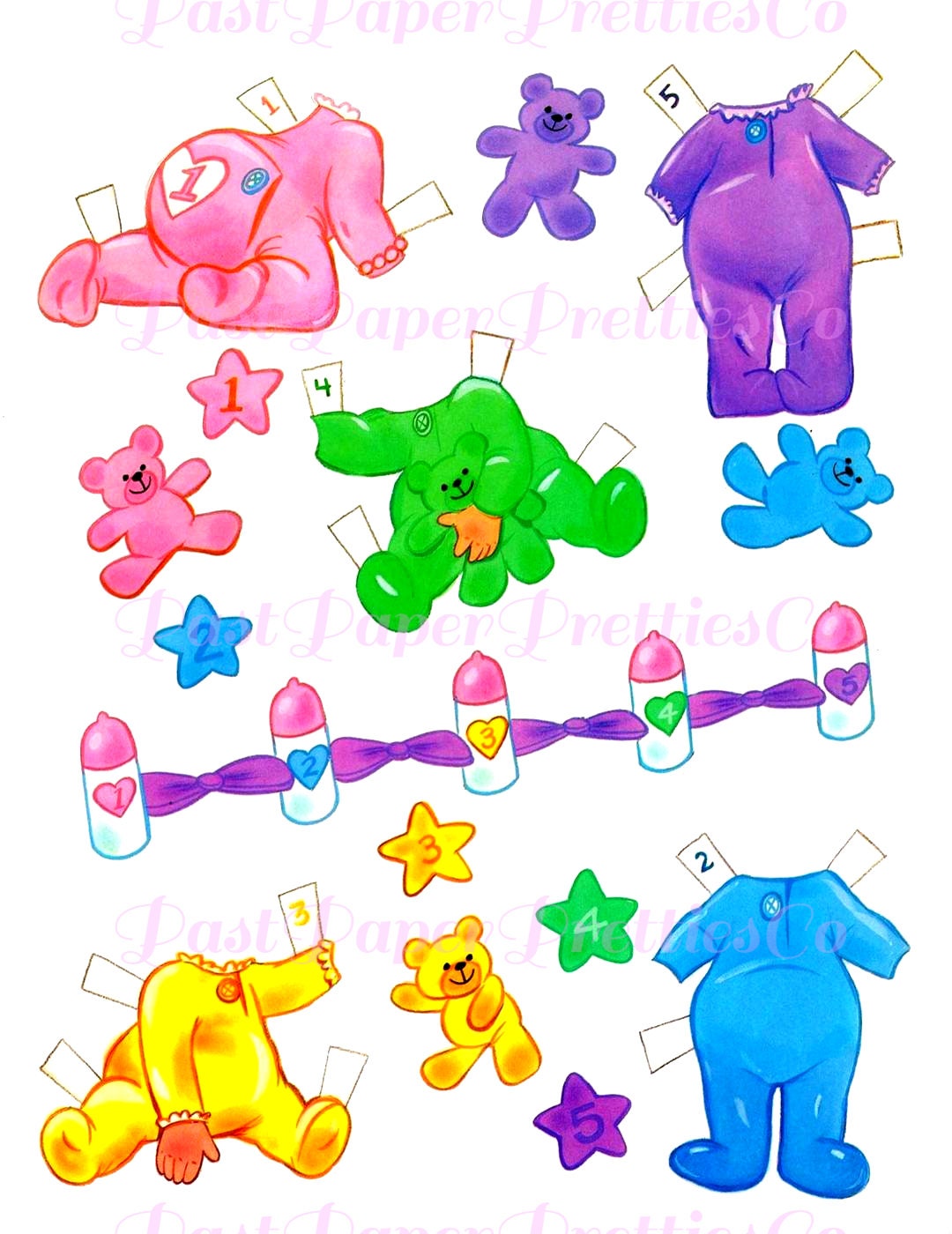 Vintage Paper Dolls Quints 5 Times The Fun Printable PDF Instant Digital Download Retro Baby Siblings Toddler Toy Doll Clip Art