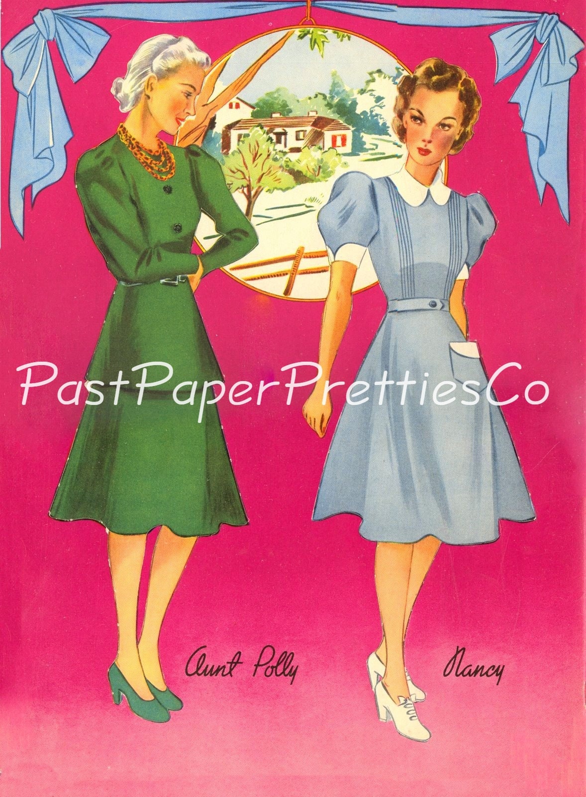 Vintage Paper Dolls Pollyanna Cut Out Dolls c. 1941 PDF Printable PDF Instant Digital Download Jimmy Bean Aunt Polly Clip Art