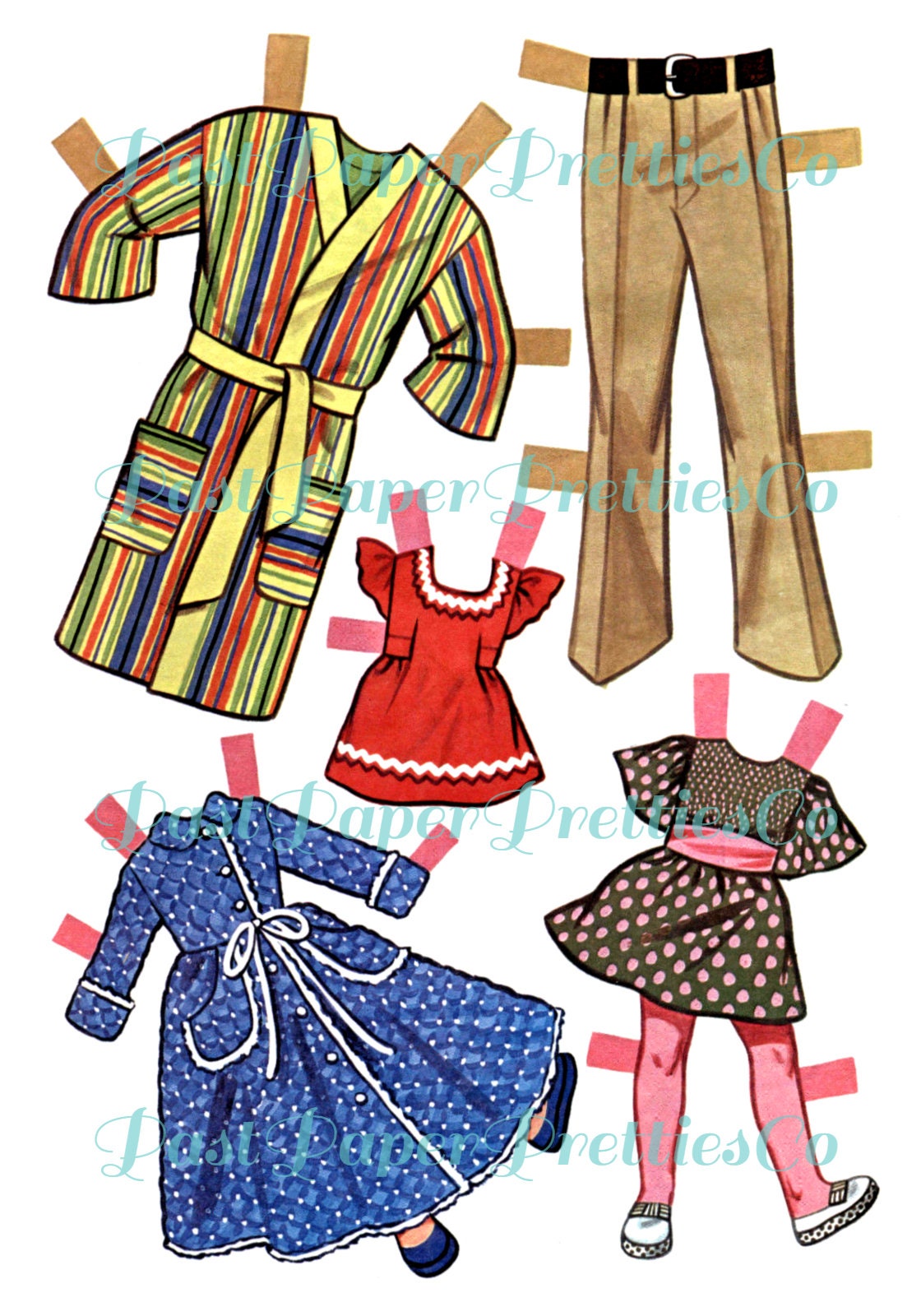 Vintage Paper Dolls The Happy Family Doll Book 1973 Printable PDF Instant Digital Download Retro Mom Dad Family Kids Groovy Outfits Clipart