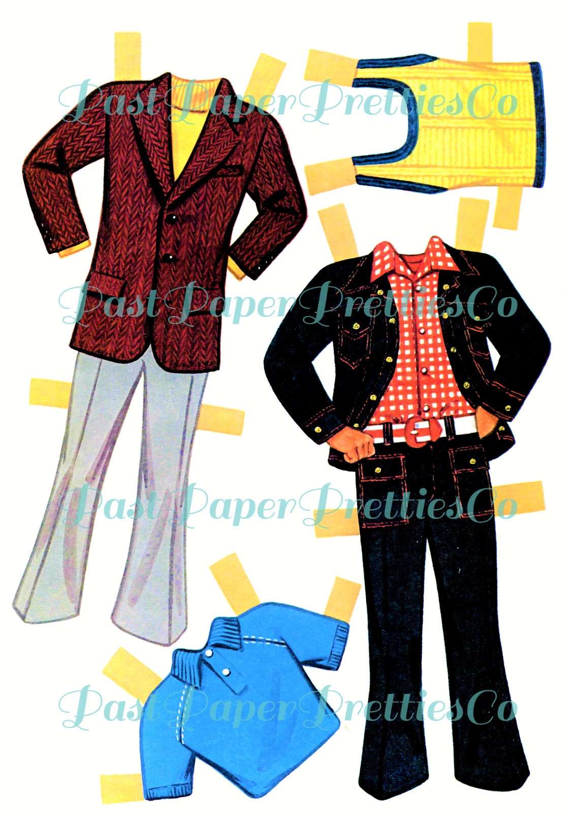 Vintage Paper Dolls The Happy Family Doll Book 1973 Printable PDF Instant Digital Download Retro Mom Dad Family Kids Groovy Outfits Clipart